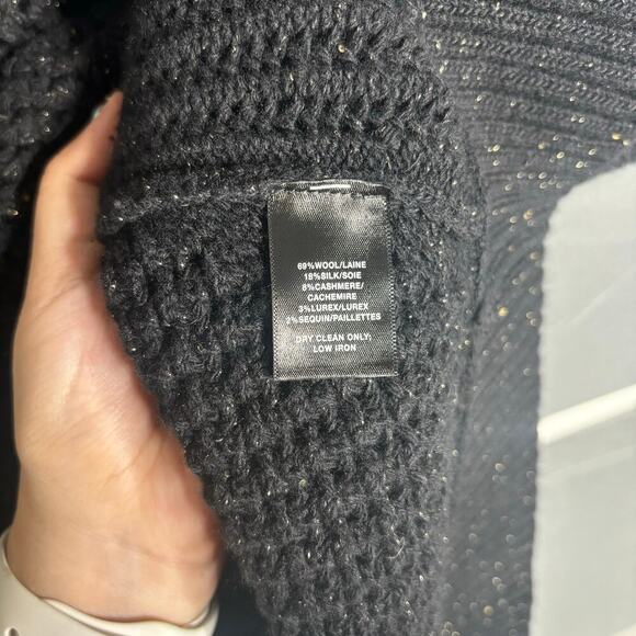 Lafayette 148 New York Open Knit Sleeveless V-Neck Sweater Black Size M - Picture 4 of 4